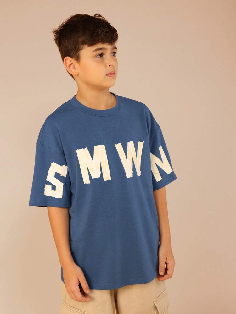 Oversized Letter Print Crew Neck Tee