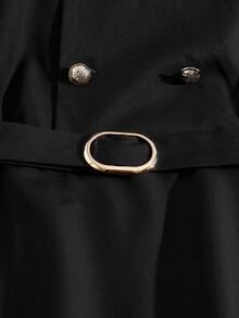GlowEve CURVE Sukienka damska plus size z dekoltem w serek, dwurzędowa, z kwiatowym nadrukiem, bez rękawów, elegancka - Czarne - Zobacz 6