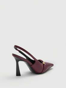 CUCCOO BIZCHIC 女士时尚露趾细高跟鞋，适合通勤、约会、派对、节日及各种场合。 - 酒紅色 - 查看 9