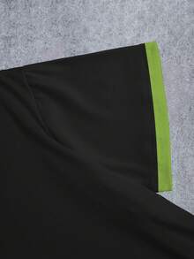 Manfinity Dauomo Plus Size Men's Contrast Trim Cartoon & Letter Print Round Neck Short Sleeve T-Shirt - Multicolor - View 4