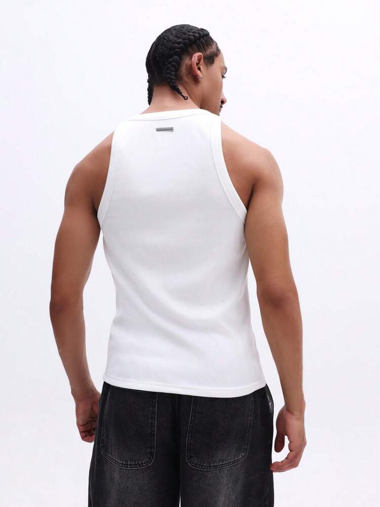 Ribbed Tank With Script Branding