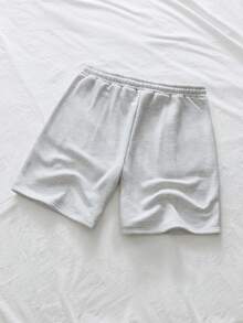 AXEPEAK 男士树枝印花抽绳腰带口袋休闲短裤 - 灰色 - 查看 2