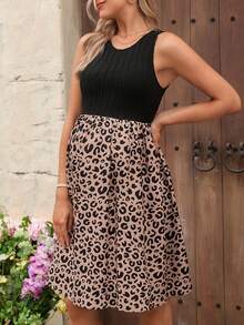 SHEIN Printed Sleeveless Casual Maternity Dress - Multicolor - View 4