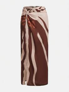 Maija Women's Vacation Beach Twist Cover-Up Skirt - Brown - View 5