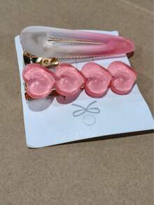 Zazumi 粉色爱心发夹套装，可爱侧刘海发夹，适合女性和女孩，卡通可爱发饰，适合细软发质和造型 - 漸變粉色 - 查看 4