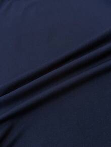 少女海军蓝白撞色滚边数字印花休闲街头风短袖T恤 - 寶藍色 - 查看 7