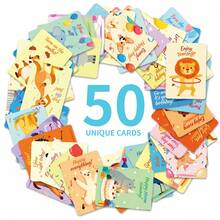 50-Pcs/Set Animal Pattern Cards, 50 Cards, Happy Birthday Text Cards, Creative And Fun Animal Cards, Animal Learning Cards - Multicolor - View 5