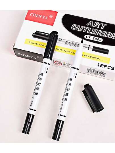 3支/套创意美术用品双头轮廓马克笔（6支/套）返校季