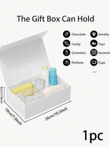 1pc Foldable One-Piece Flip Cover Packaging Box Magnetic Gift Box Sturdy Paper Box For Valentine's Day, Birthday, Mother's Day, And Holiday Gifts - White - View 9