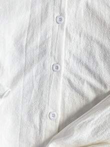 Girls White Woven Fabric Pajama Set With Ruffle Peter Pan Collar Long Flare Sleeves Everyday Casual Girls White Set Girls Shirt Sets White Pajama Set - White - View 7