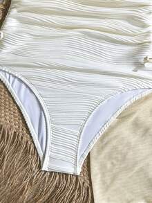 SHEIN Teen Girl Apricot Knit Jacquard Starfish Trim Camisole Jumpsuit With Cover-Up And Mini Skirt 2 Pieces Set - Apricot - View 8