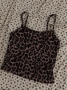 Attitoon 3件套女士休闲复古紧身撞色滚边背心套装，十字翅膀印花，豹纹，条纹，夏季，朋克，Y2K Grunge，吊带背心，复古，街头风，校园，嘻哈，演唱会，健身房，运动 - 彩色 - 查看 5