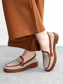 CUCCOO BIZCHIC Women's Simple Round Toe Wedge Heel Platform Slip-On Flats, Elegant & Casual, Comfortable & Versatile For Work, Commute, Date, Formal Occasions