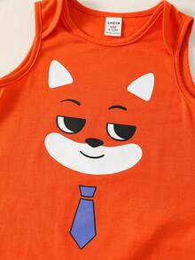 SHEIN 3pcs Newborn Unisex Baby Clothes,Cute Summer Knitted Cartoon Animal Rabbit Fox Pattern Sleeveless Romper,Multi-Color - Multicolor - View 8