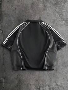 AXEPEAK 男士字母条纹短袖休闲通勤 Polo 衫 - 彩色 - 查看 2