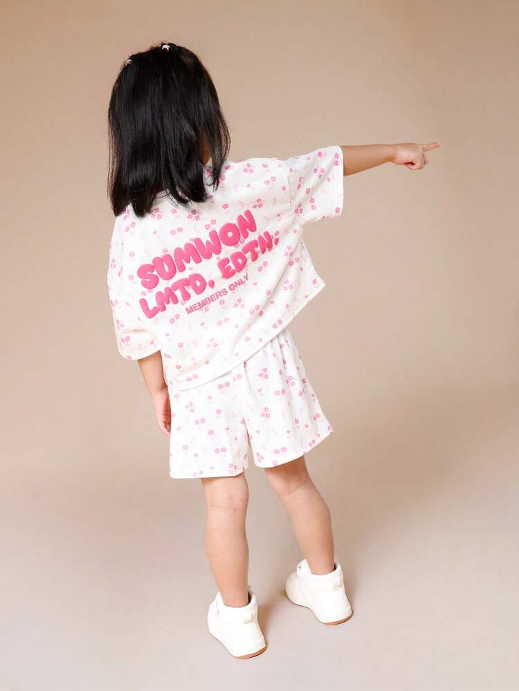 Floral Print T-Shirt And Shorts Set