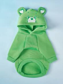 Care Bears X PETSIN 1件装爱心熊宠物连帽衫，可爱3D立体耳朵印花装饰，绿色加厚保暖舒适宠物连帽服 - 綠色 - 查看 9