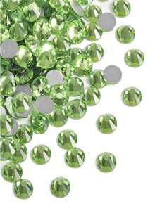 2000pcs 3-6mm Green Flat Resin Rhinestones, Round Jelly Gemstones For Making Accessories Shoes, Clothes, Cosmetics, Bags, Decoration - Green - View 2