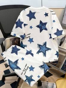 Manfinity Joysei Men's Casual Star Graphic T-Shirt Set - White - View 2