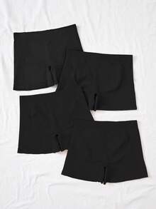 4pcs/Set Solid Color Seamless Shaping Safety Shorts Underwear For Teenage Girls - Black - View 2