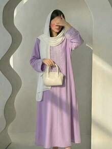 Đầm kiểu Trung Đông in hình cây cỏ dành cho bé gái tuổi teen. Thích hợp cho các buổi đi chơi, tiệc tùng và các dịp khác. Lý tưởng cho mùa thu. - Màu xanh hải quân - Xem 11