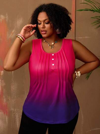 EMERY ROSE Alla hjärtans dag, tonade färger, plusstorlek, sommarplisserat linne för kvinnor