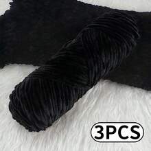 秋冬季三件套奢华天鹅绒纱线套装 - 柔软的涤纶雪尼尔纱线，非常适合DIY编织和钩编，多种颜色可选，包括白色、米色、蓝色、棕色、紫色、绿色、黑色和灰色。 - 彩色 - 查看 7