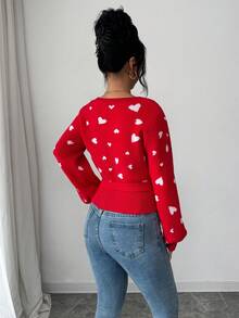 Franclia 新浪漫情人节氛围心形提花百搭时尚休闲女式开衫