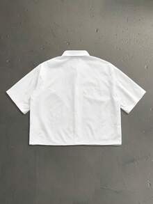 StoneGrade 抽象线条素描人像剪影印花宽松短袖衬衫，约会聚会必备，时尚情侣/男友礼物 - 黑與白 - 查看 3