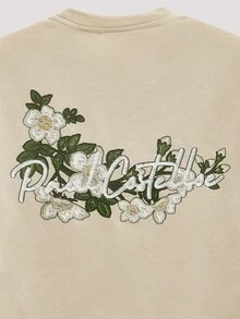 Open Phase 男士襯衫，都市休閒復古印花字母，長版寬鬆舒適版型，春夏款 - 卡其色 - 查看 6