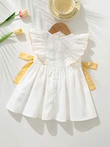 Cozy Pixies 女婴碎花印花短袖收腰连衣裙 - 黃色 - 查看 2