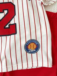 男童条纹休闲T恤短裤两件套 - 彩色 - 查看 6