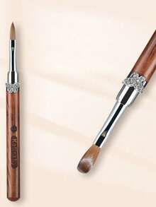 100% 貂毛蝴蝶檀木手柄压纹 UV 凝胶雕刻笔刷液体粉末 DIY 美甲绘画 - 棕色 - 查看 10