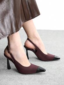 CUCCOO BIZCHIC Women's Fashion Open Toe Stiletto High Heel Shoes, Suitable For Commuting, Dating, Parties, Festivals And Various Occasions Valentine's Day - Burgundy - View 1