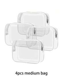 三件套男女通用防水透明化妆包，夏季度假必备，旅行必备 - 轻便多色（白色），多功能旅行拉链包，适用于女士洗漱用品和配件，旅行收纳包，化妆包 - 白色 - 查看 12