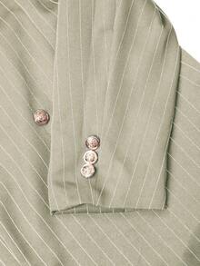 Manfinity Mode Men's Striped Print Double-Breasted Long Sleeve Suit Jacket And Slant Pocket Suit Pants Set - Khaki - View 5