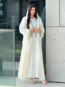 Yasmyna Áo Abaya thêu hoa thanh lịch dành cho nữ - Nhiều màu - Xem 3
