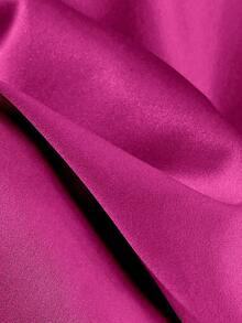 Franclia Beige Camisole Strap Waist Single Side Ruffle Cinched Waist Women Minimalist Fashion Camisole Strap Fuchsia Top Fuchsia Camisole Satin Camisole Magenta Top Satin Top - Hot Pink - View 5