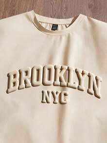 Manfinity Joysei 男士休闲3D字母卡其色背心，春夏款，适合户外运动 - 卡其色 - 查看 2