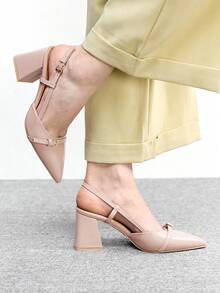 CUCCOO BIZCHIC Damen klassische burgunderrote Spitze Mittlerer Absatz Slip-On Pumps, vielseitig einsetzbar für Pendeln, Date, Party, Urlaub, Hochzeit zu Weihnachten - Babypink - Übersicht 3