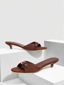 CUCCOO SZL Giày cao gót trơn màu thường ngày dành cho nữ - màu nâu - Xem 2