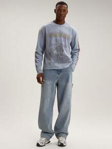 Musero 圆领长袖印花T恤 春夏必备街头风 - 藍色 - 查看 5