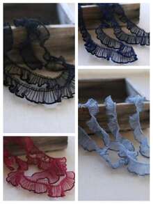 1 Yard Multi Color Embroidered Ruffle Lace Fabric Trim 2cm Wide For DIY Sewing Apparel Embellishment Costume Craft Decorative Accessory