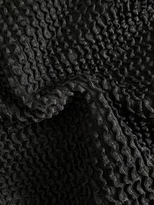 SHEIN 少女提花针织泳衣套装 - 黑色 - 查看 6