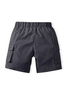 SHEIN Young BoyLoose Comfortable Casual Cargo Shorts, Suitable For School, Outdoor, Sports, Hiking, Fit For 4-7 Years Old Boys Toddler Boy Cargo Shorts Boys Casual Shorts