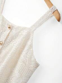 GlowEve CURVE 大码女式镂空单排扣上衣搭配阔腿裤，优雅女士日常穿搭 - 杏色 - 查看 4