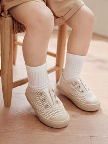 Cozy Pixies 1 par de zapatillas casuales con diseño de cordones y elástico, versátiles para uso diario en todas las estaciones, para bebés/niños pequeños unisex - Caqui - Ver 2