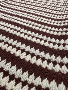 Lazeform Comfortable & Fashionable Striped Crew Neck Short Sleeve Loungewear Set - Brown - View 6