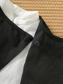 SHEIN 2pcs Newborn Baby Boy Autumn White Long Robe Shirt & Black Vest Set,Baptism,Wedding & Performance - Multicolor - View 8