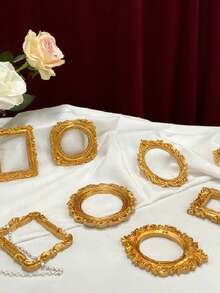 1件欧式复古INS金色迷你相框道具美甲项链拍照饰品珠宝拍摄背景配件 - 金色 - 查看 2